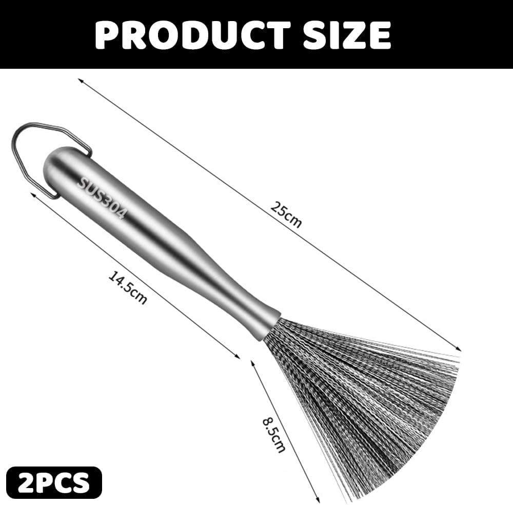 Shukitechi 2 Pack 304 Stainless Steel Cleaning Brushes, Heavy-Duty Metal Scrubber for Cast Iron, Pots, Pans, Grills, Tumblers and Dishes, Durable Kitchen Cleaning Tool Alternative to Steel Wool image number 1