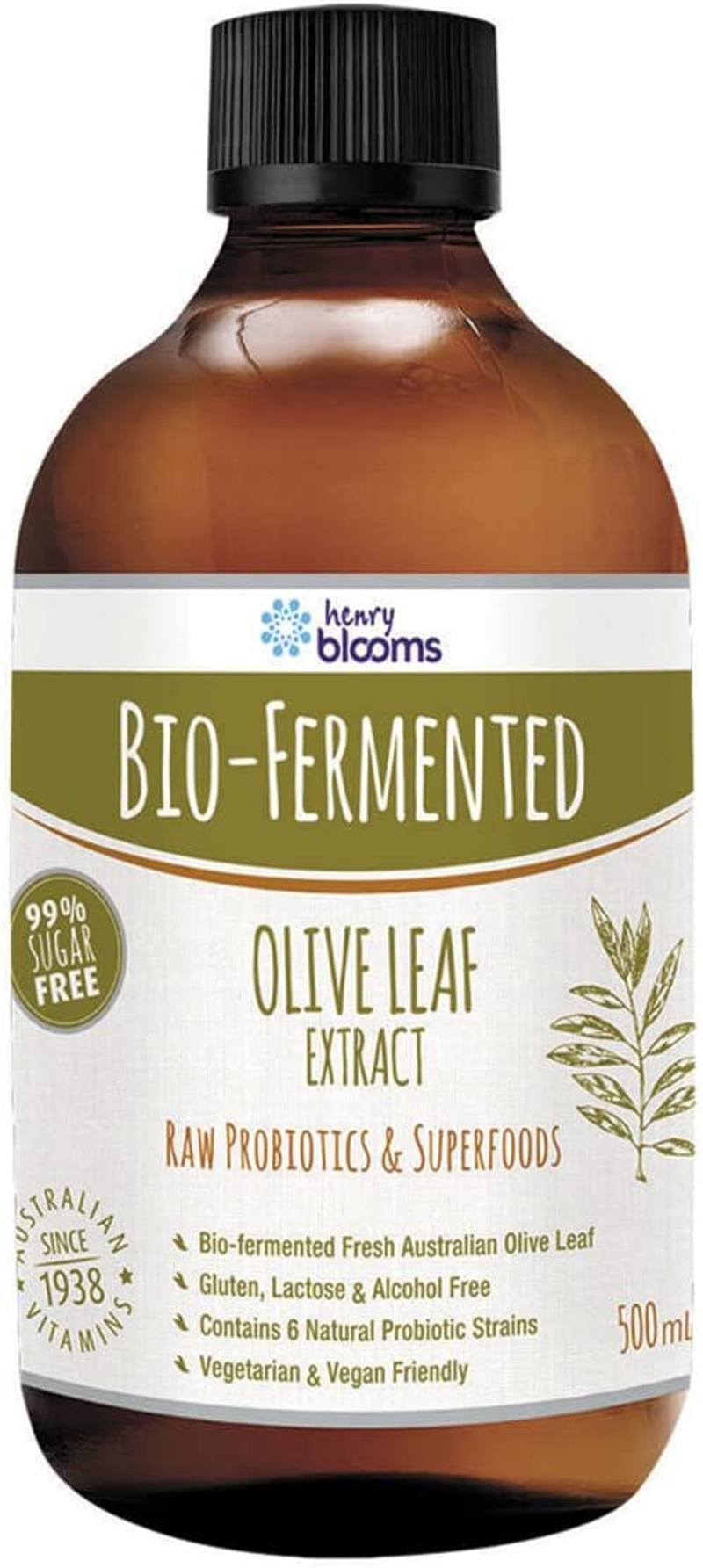 Henry Blooms Bio-Fermented Probiotic Olive Leaf Extract Concentrate, 500Ml image number 2