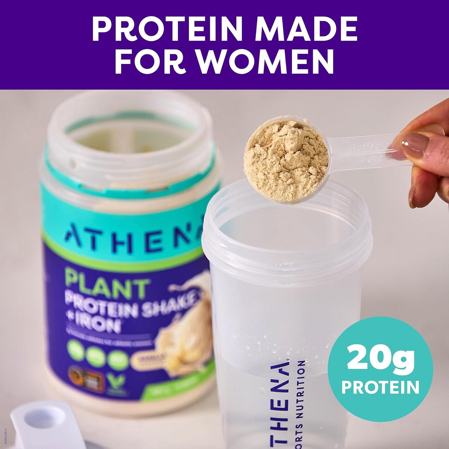 Athena Vanilla Plant-Based Protein Shake with Iron 480G &ndash; Nutrient-Rich Formula for Muscle & Energy
