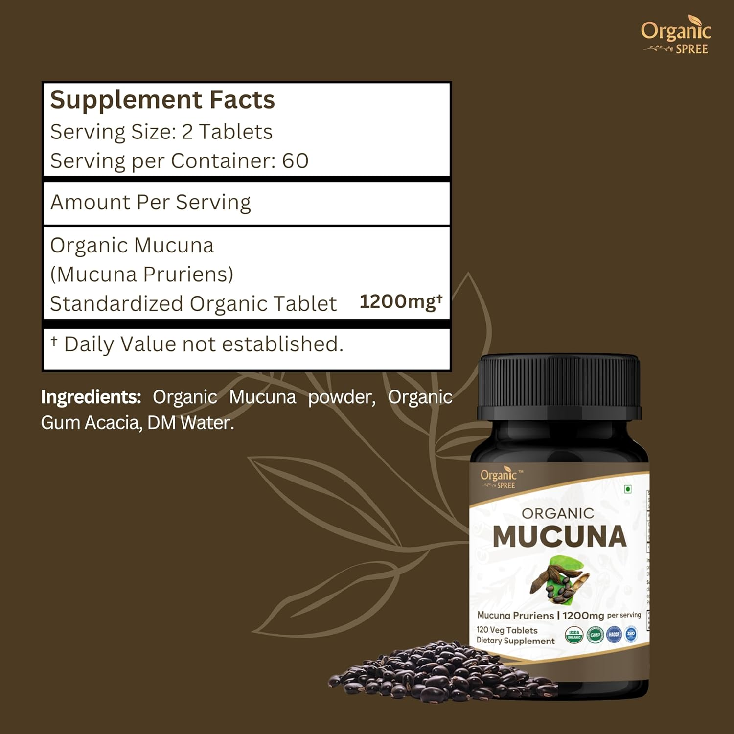 Mucuna 120 Tablets | Mucuna Pruriens (Mucuna) | USDA Organic Certified | Supports Relaxation | Organic and Natural 120Tab - Pack of 2 image number 4