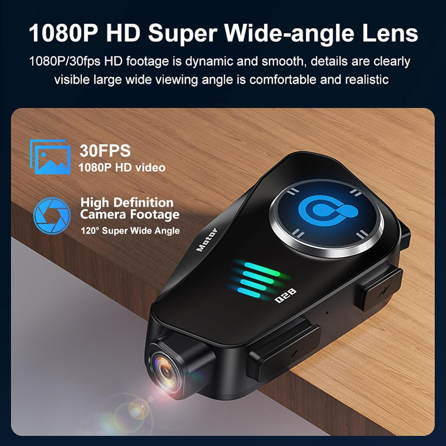 Motorcycle Helmet Headset Bluetooth with 1080P Camera Intercom Motorcycle Intercom Bicycle Communication System Helmet Headphones Motorcycle Helmet for 2 People Motorcycle Wireless Hands-Free Kit image number 5