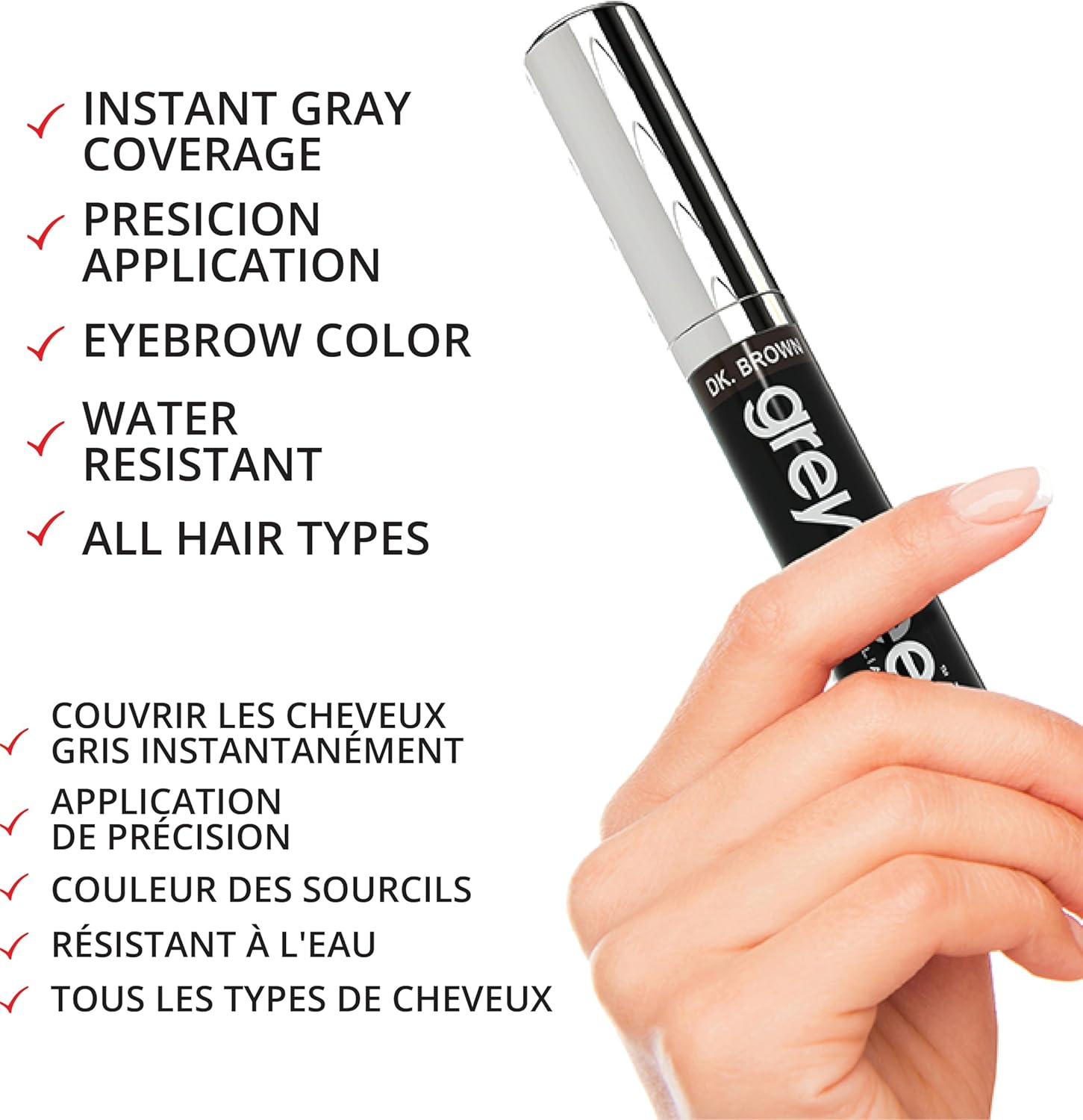 Greyfree Root Touch-Up Hair Mascara Temporary Gray Roots Concealer (DARK BLONDE) image number 5