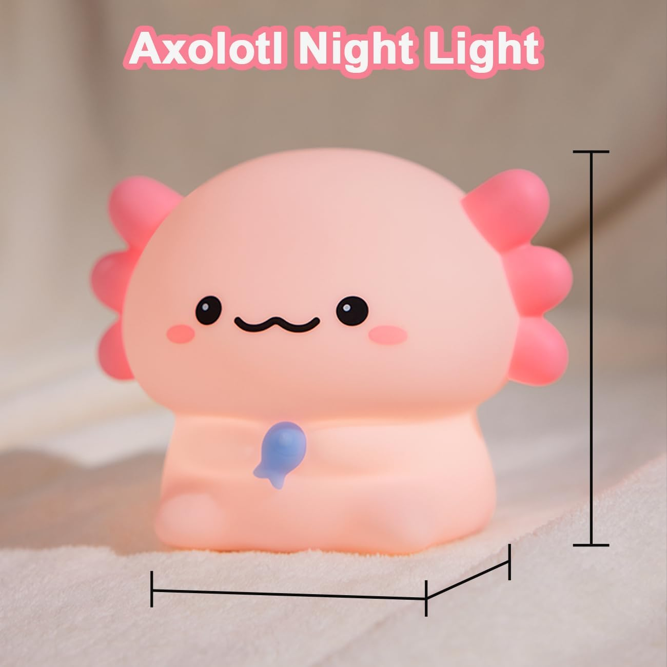 Cute Night Light, LED Squishy Novelty Animal Night Lamp, Silicone 3 Level Dimmable Nursery Nightlight for Desk Decor, Funny Gifts Stuff for Boys Girls Baby, White Elephant Gifts (Axolotl Sit) image number 2