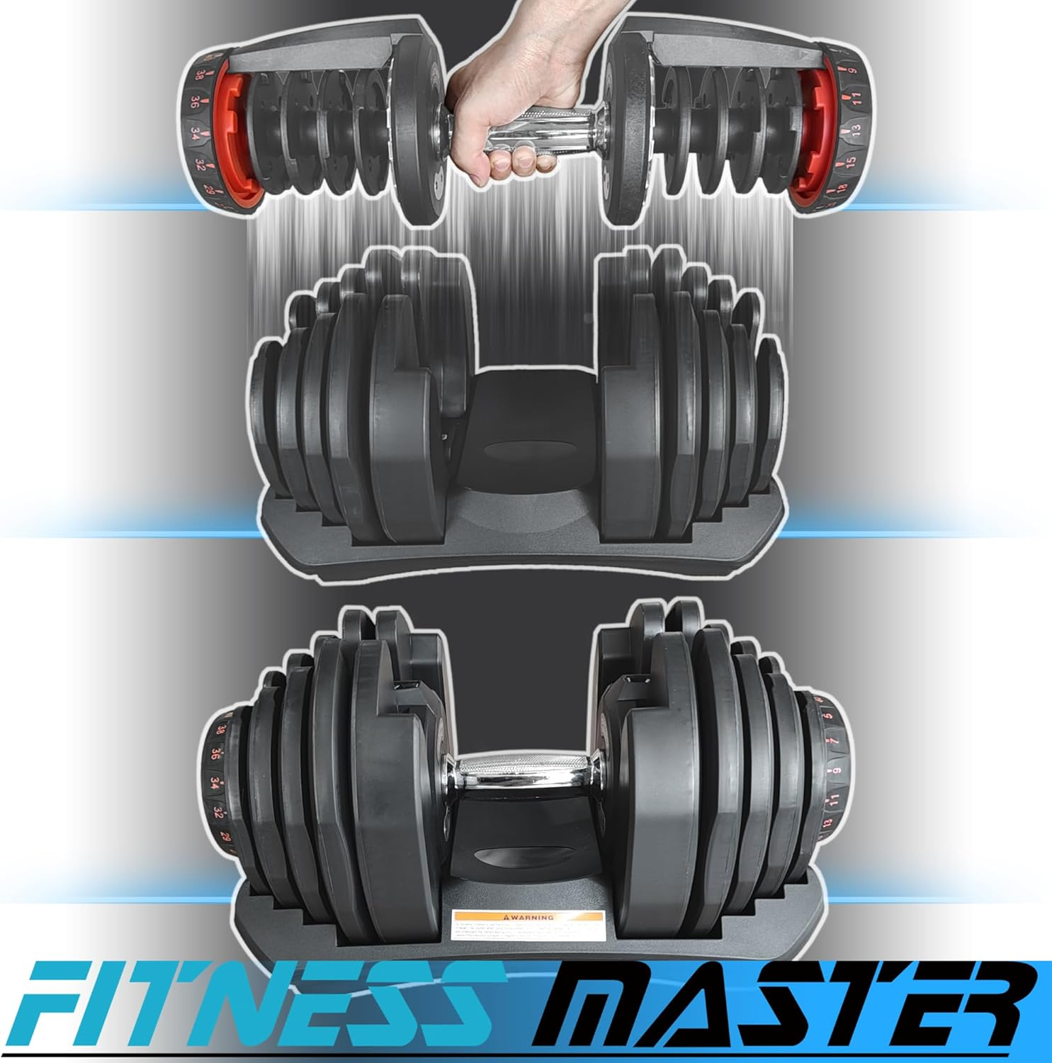 Fitness Master 2X40Kg Adjustable Dumbbell Set Home GYM Exercise Equipment Weight image number 4