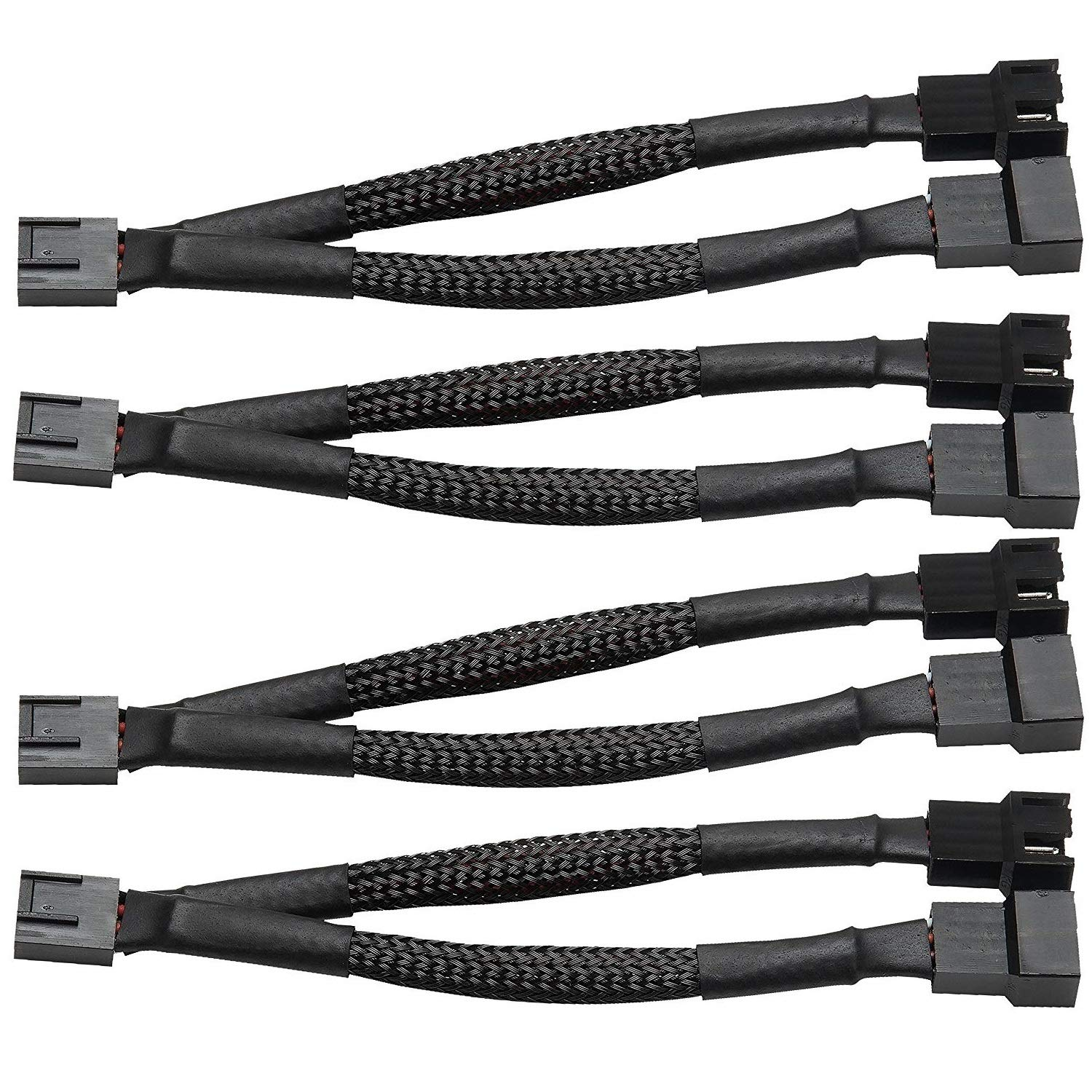Easycargo Case Fan Extension Splitter Cable, PWM Cable Splitter Duplicator, Case Fan Power Duplicator Converter, Dual Case Fan Power Adapter, Case Fan Y Cable (12-Inch 4-Pack)