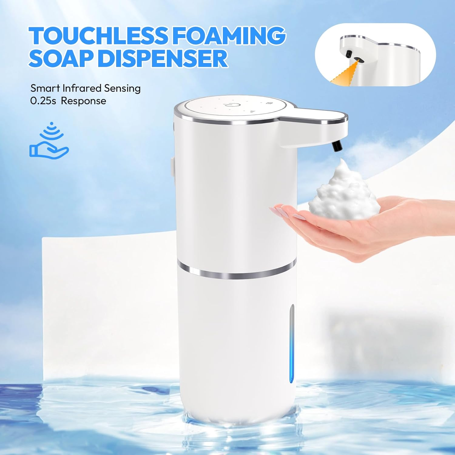 2 Pack Automatic Foaming Soap Dispenser,Touchless Foam Soap Dispenser,13.5Oz Rechargeabled Wall Mounted Smart for Bathroom and Kitchen Dish Soap,Easy for Toddlers image number 7