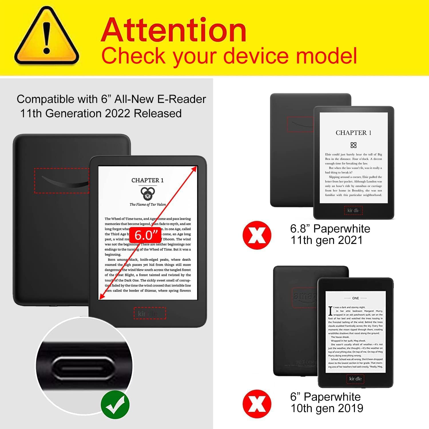 Case Compatible with 2022/2024 Kindle 11Th Generation 6 Inch W/Hand Strap, PU Leather Kindle Case 6" for Kindle 2024/2022 11Th Gen Model C2V2L3 [Auto Wake Up/Sleeping] [Hand Loop] (Black) - Pink image number 5