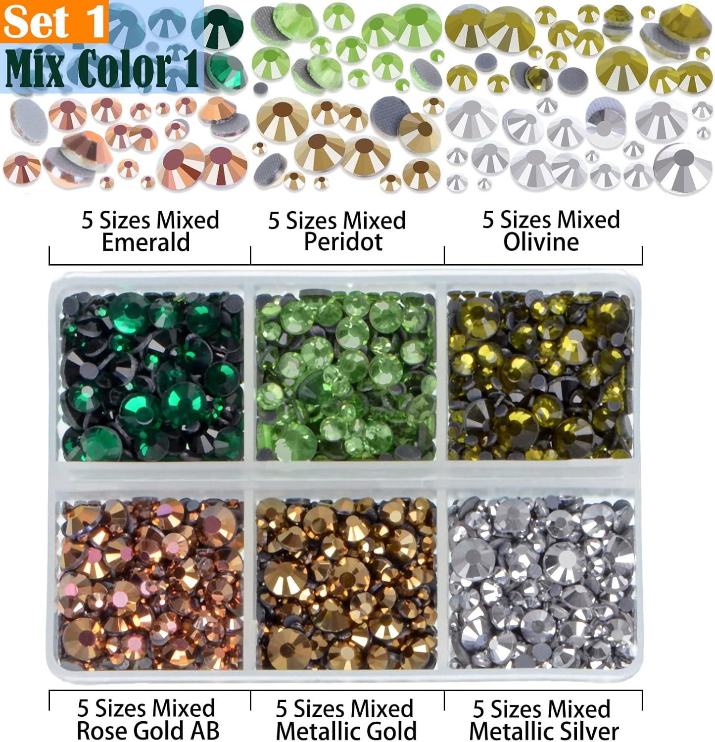 Lpbeads 10000Pcs Hotfix Rhinestones Flatback Glass Crystal 24 Mixed Color Rhinestone with Tweezers and Picking Pen for Crafts Clothes Nail Art - 4 Colors And 5 Sizes Each Color 1 image number 7