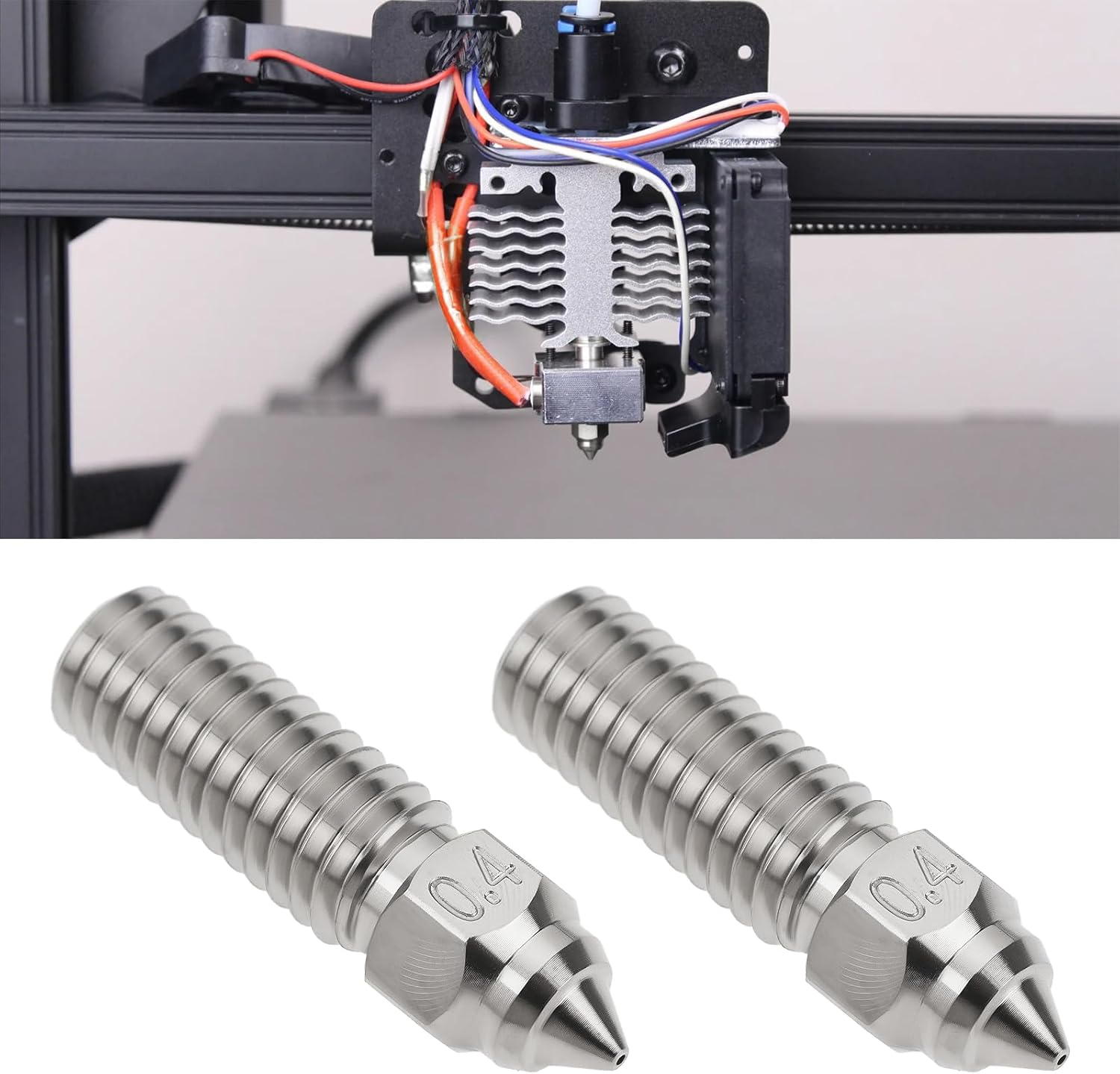 OTOTEC 2Pcs 0.4Mm 3D Printer Nozzle Chrome Zirconium Copper Compatible with Creality K1 K1 MAX Compatible with Ender 3 V3 KE CR-10 SE CR-M4 image number 3