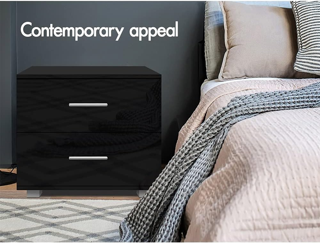 ALFORDSON Bedside Table High Gloss Nightstand 59Cm X 40Cm X 51Cm Storage Drawers Sofa Side Table Chest Cabinet Orangiser, Bedroom Living Room Storage Furniture