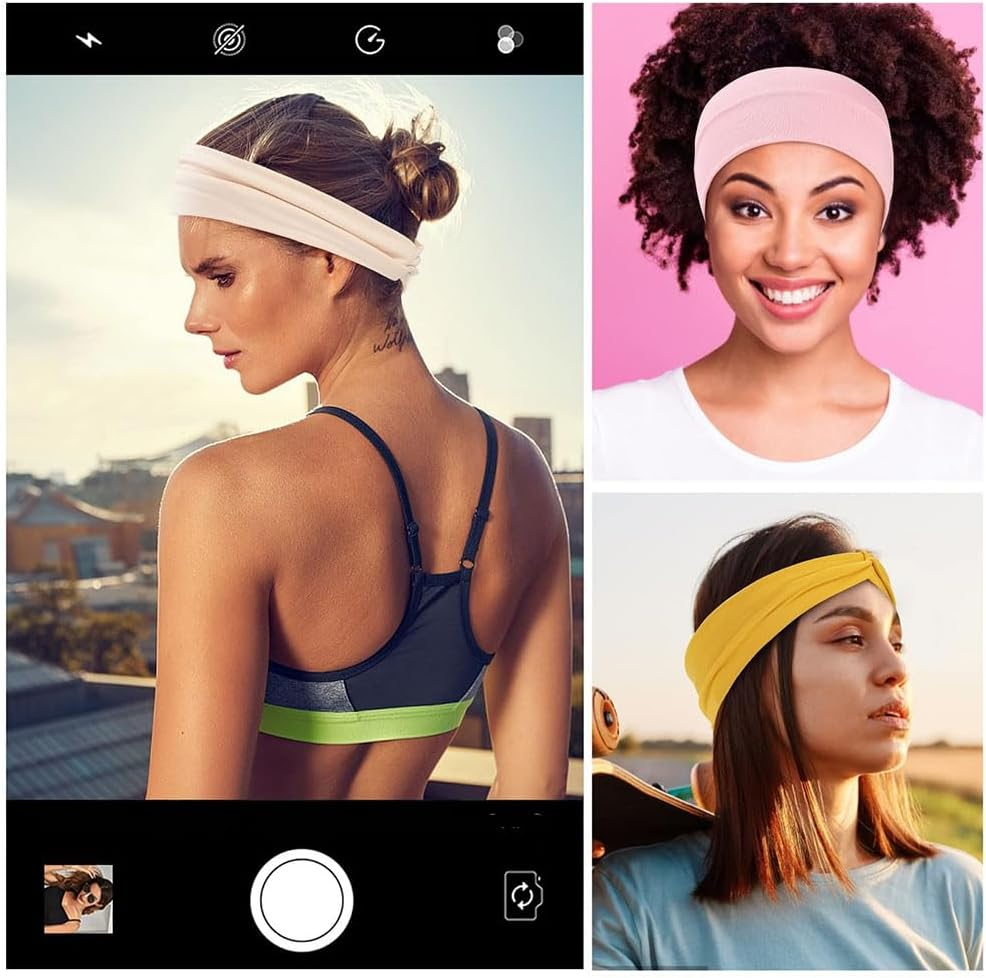 Headband, Headbands for Women 10 Pack Wide Stretchy Soft Twist Knotted for Yoga Workout Sports, Non-Slip Absorbent for Daily Use image number 2