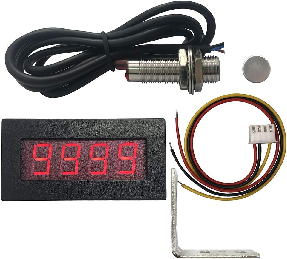 DIGITEN 4 Digital Green LED Tachometer RPM Speed Meter+Hall Proximity Switch Sensor NPN