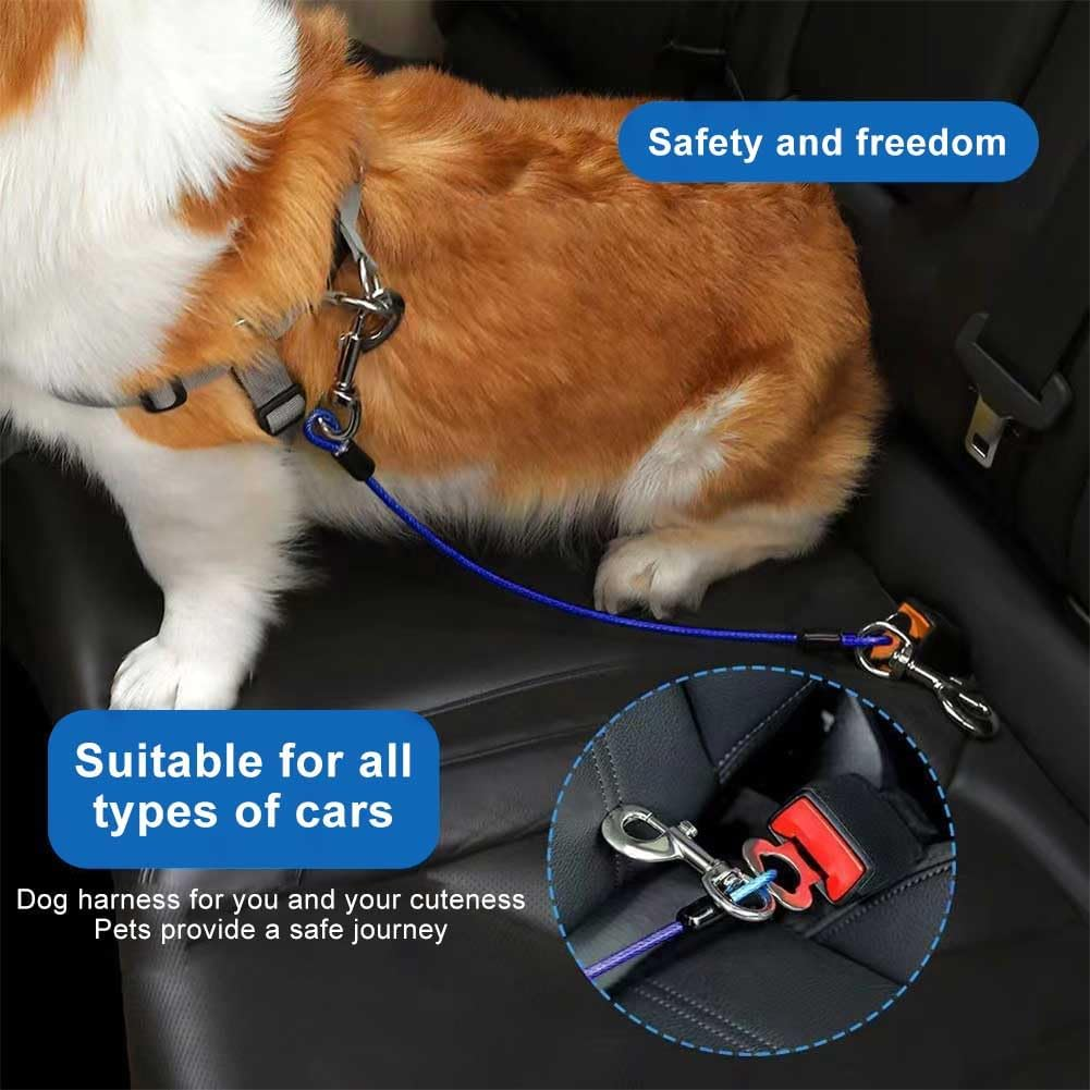 2 Pack Dog Car Seat Belt Harness,Dog Car Harness Anti-Chew Dog Vehicle Safety Dog Lead with Double Clips & Latch Attachment Pet Vehicle Harnesses for Medium Large Dogs