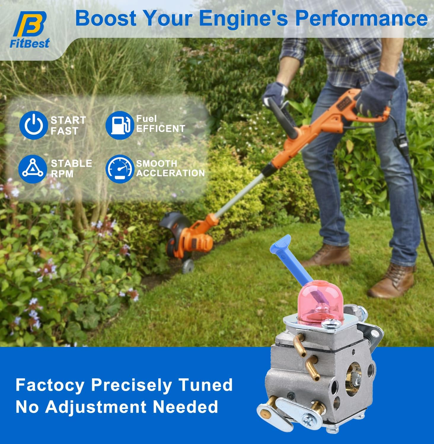 Fitbest Carburetor Kit for Husqvarna 128C 128L 128LD 128R 128RJ 128CD 128LDX Trimmer 545081848 C1Q-W40A Carb image number 2