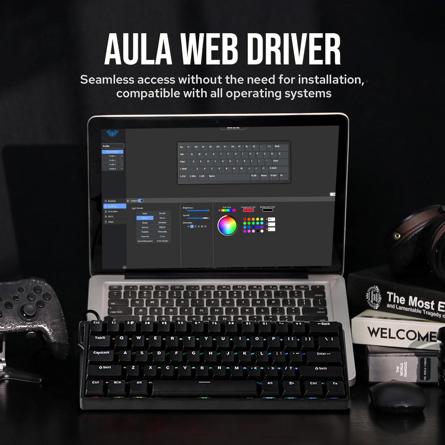 EPOMAKER Aula WIN60 HE 60% Wired Magnetic Keyboard with Adjustable Actuation, 8000 Hz Polling Rate, Hall Effect Switches, Hot-Swap, for FPS Games (Black)