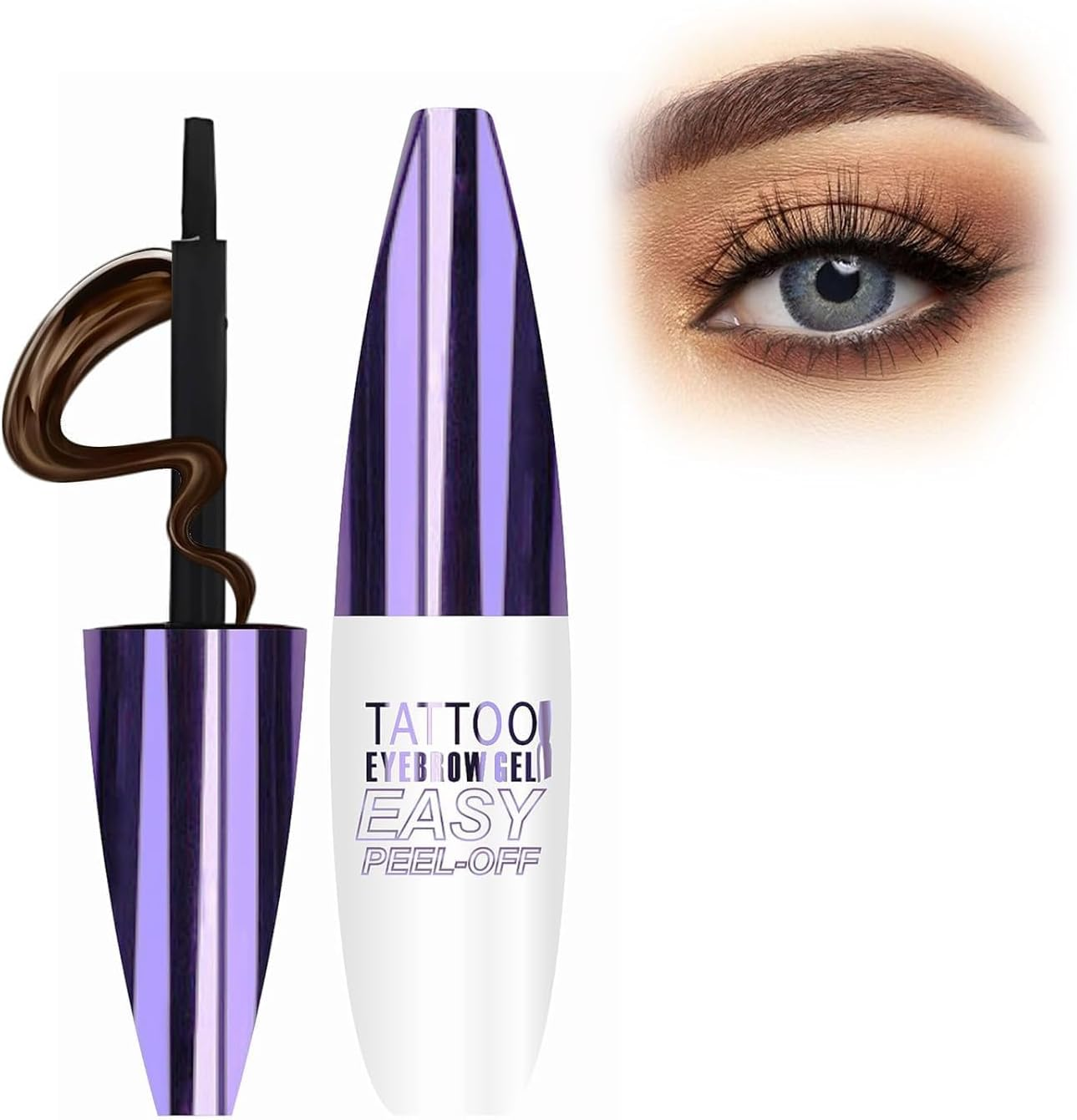 Peel off Eyebrow Tinting Gel Kit- Dark Brown/Light Brown/Black Tattoo Eyebrow Gel Easy Peel Off,Waterproof Longlasting Peel off Eye Brow Tinted Glue,Up to 3 Days Brow Stain (01#Dark Brown, 1Pcs)