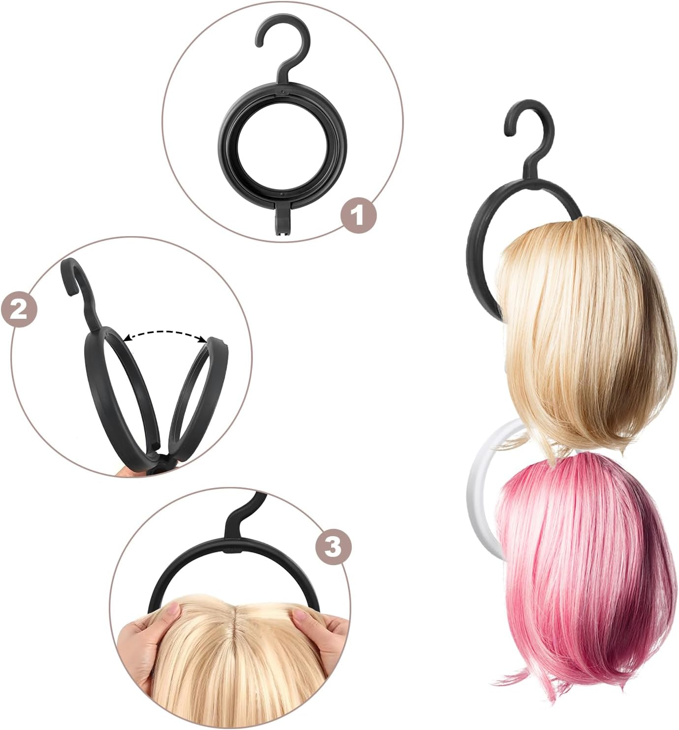 LUOKER 4-In-1 Wig Holder & Stands, Portable Hanger for Multiple Wigs, Stackable, Perfect for Travel & Outdoor Use image number 2