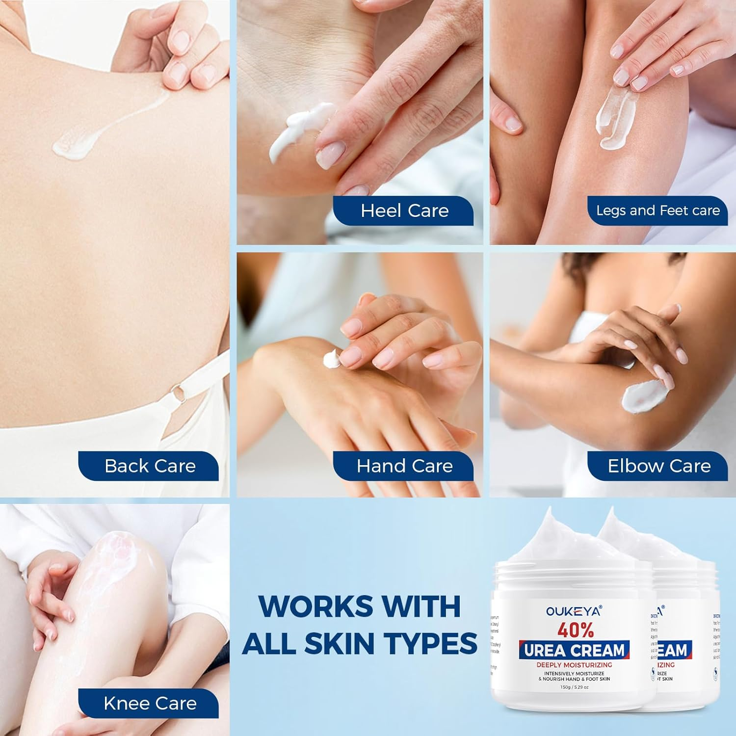 OUKEYA Urea Cream 40 Percent for Feet Maximum Strength, Hand Heels Dry Cracked Treatment Lotion for Knees & Elbows, Foot Dead Skin Cuticle Callus Remover Toenail Softener, 5.29 Oz