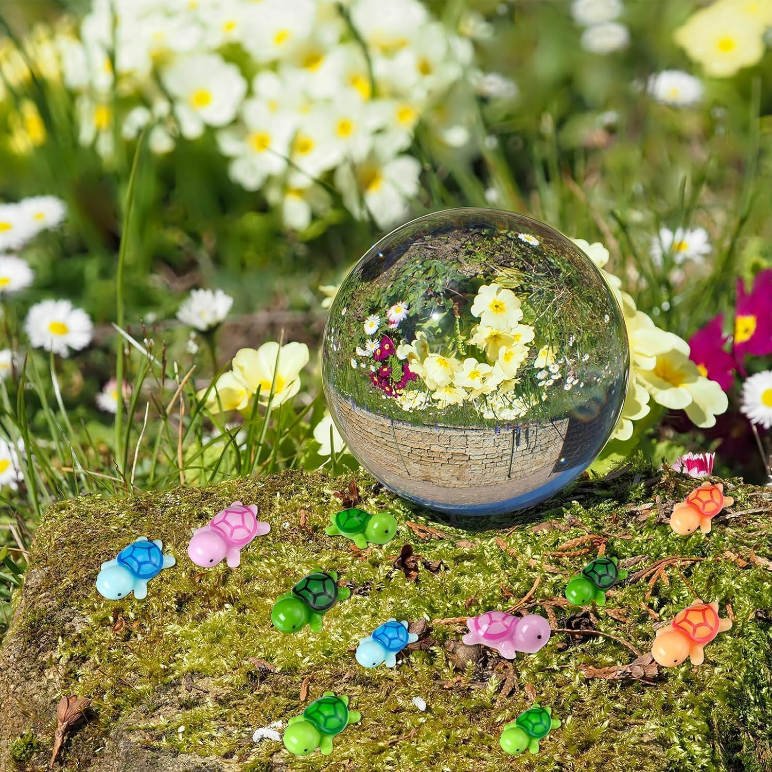 24 Pcs Miniature Sea Turtle Figurine Multicolor Tiny Turtle Statue Mini Sea Creatures Tortoise Miniature Resin Animals for DIY Fairy Garden Decoration Cake Home Decor, 2 Sizes (4 Color) (S) image number 4