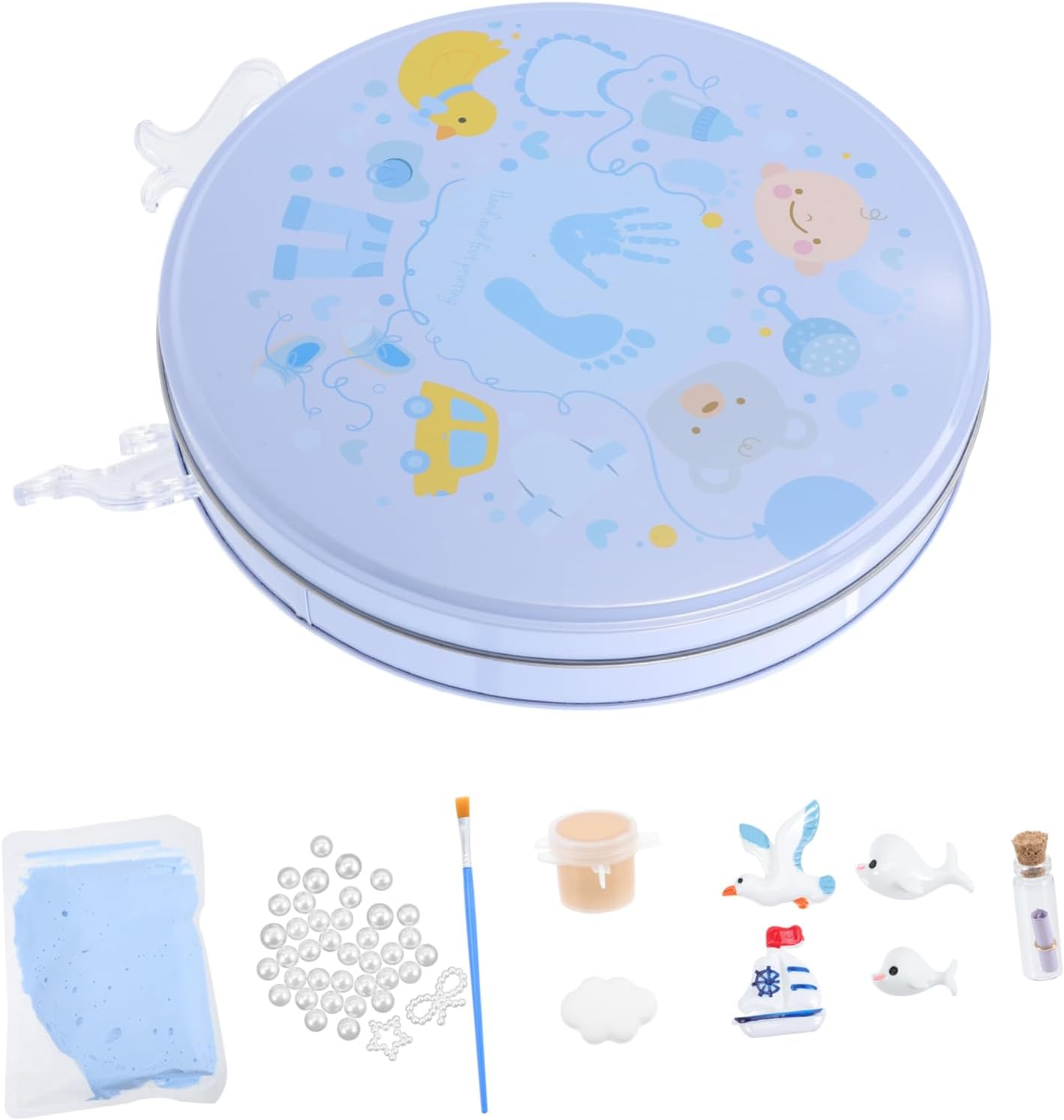 1 Set Hand and Foot Ink Pad Footprint DIY Keepsake First Newborn Present Moulds Hand Mold Kit Ornament Making Kit for New Born Essentials For image number 2