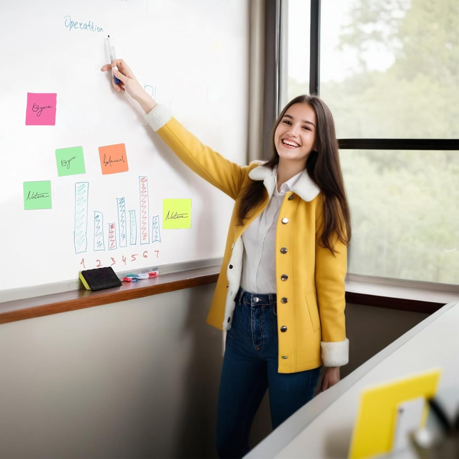 12 Pads Colorful Clear Sticky Notes - 75X75Mm Self Adhesive Transparent Notes for Office School Home Use