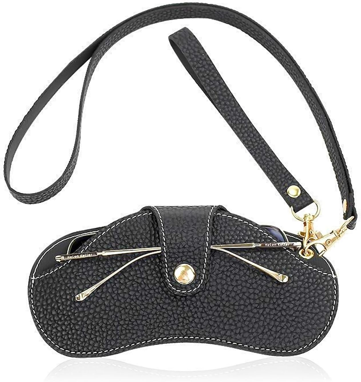 TORMEN Portable Soft Leather Sunglasses Case,Glasses Case Holder Portable with Keychain Hook,Lightweight,Slim, Metal Snap Closure, Versatile Eyeglass Pouch for Types of Glasses