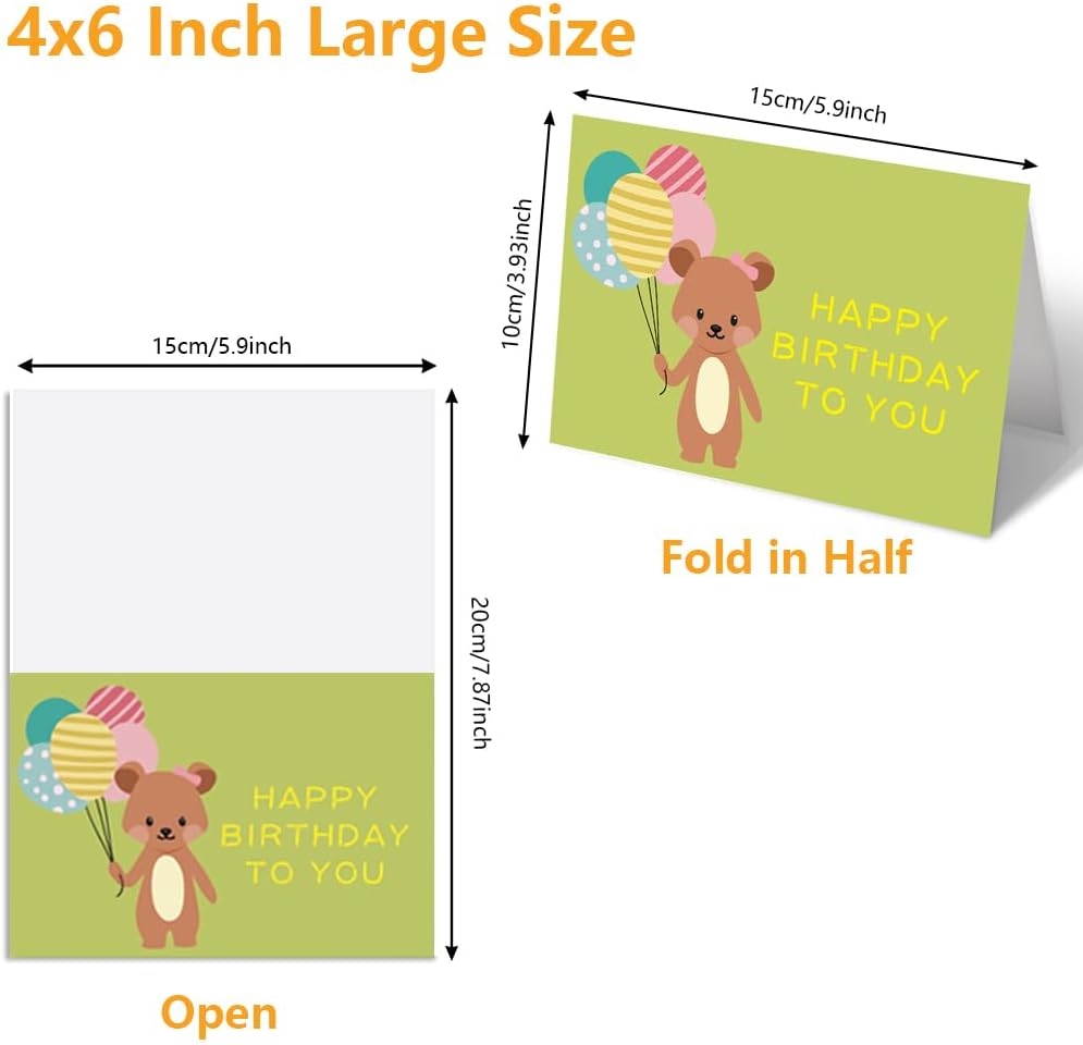 Vekol 24 Pack Unique Birthday Cards, Happy Birthday Cards Bulk with Envelopes and Stickers,4X6 Inch Assorted Blank Birthday Greeting Cards, Suitable for Men, Women, Kids, Work and Office Celebration (24PCS Multicolor 1) - 24Pcs Multicolor 2 image number 2