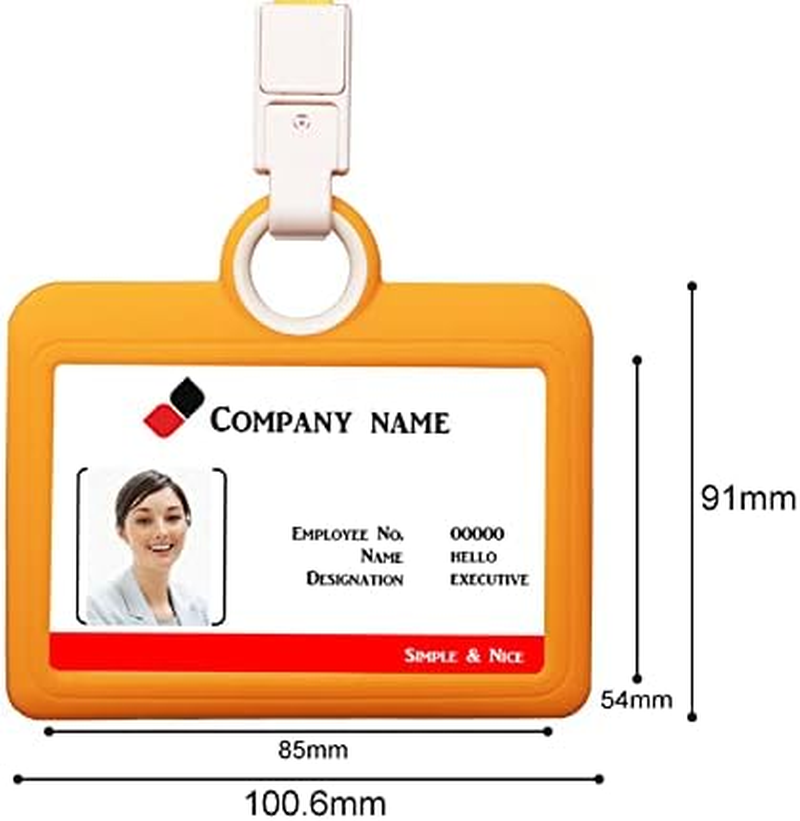 Badge Holder Silicone Horizontal ID Badge Card Holder with Lanyard Neck Strap Heavy Duty ID Card Business Card Offices Supplies image number 3