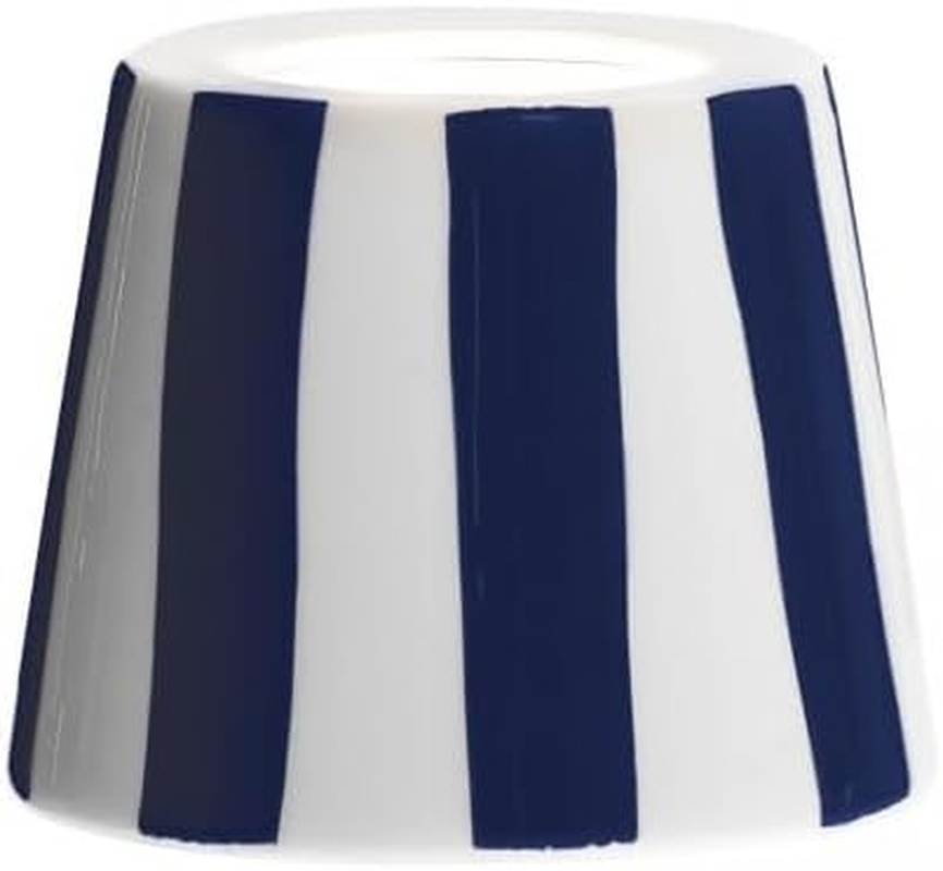 Zafferano, Poldina Cover, Hand-Decorated Ceramic Table Lamp Cover, Compatible with Poldina Lamps, Made in Italy, Diameter 13 X 10 Cm, Colour White - Blue Capri Stripes