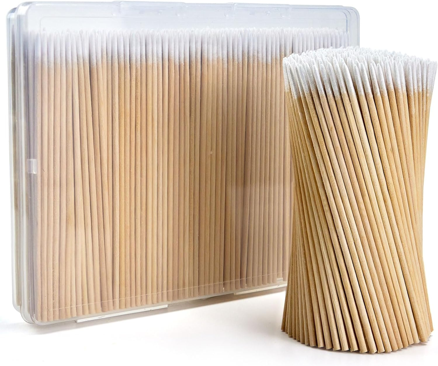 400Pcs Pointed Cotton Swabs in Storage Box - Precision Microblading Cotton Swabs with Wooden Sticks for Makeup, Cleaning Nail Polish, Eyebrow, Tattoo Permanent Supplies, Craft image number 2