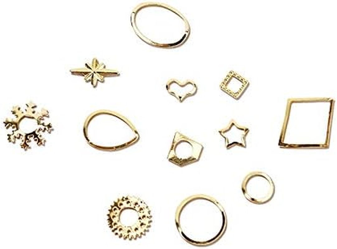 12 Grid Mixed Shape Metal Alloy Sheet Gears Shape Nail Art Decoration Hollow Accessories DIY Manicure Tools Zhengpingpai image number 2
