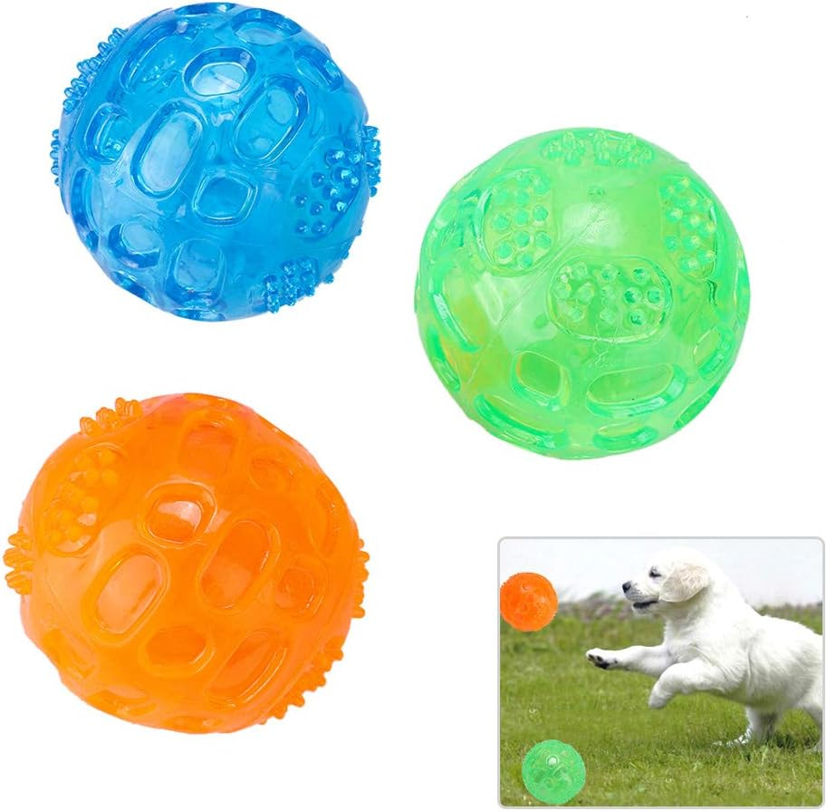 EVTSCAN Pet Squeaky Chewing Balls, 3Pcs Dog Spike Dog Balls Squeaky Dog Toys Cleaning Teeth Toys Balls Soft Durable for Puppy Small Medium Dogs image number 6