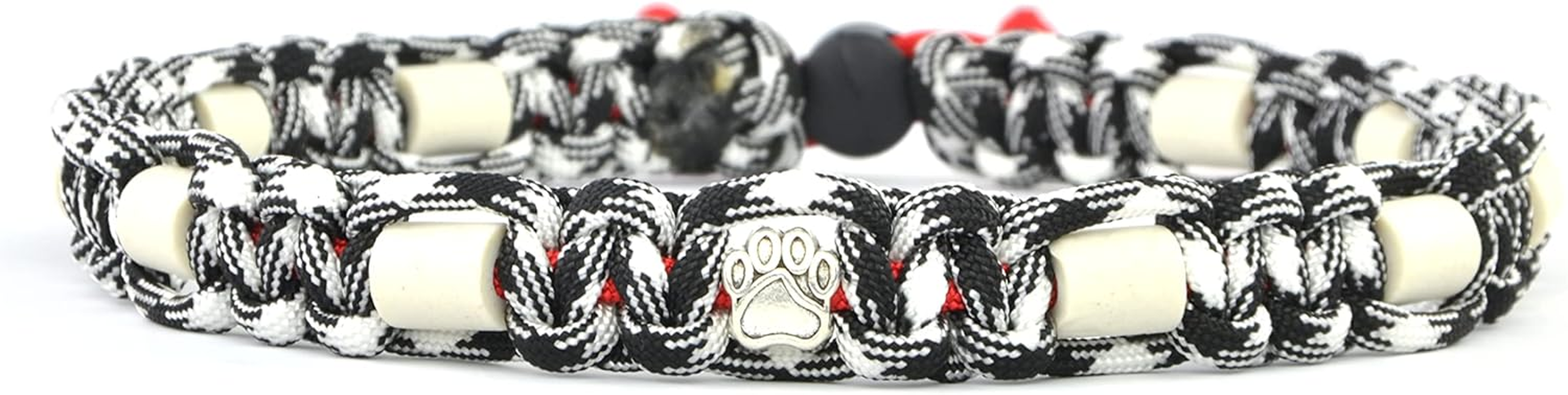EM Ceramic Collar for Dogs & Cats - Made to Measure EM Band Original US Paracord (41-50 Cm, Black/White)