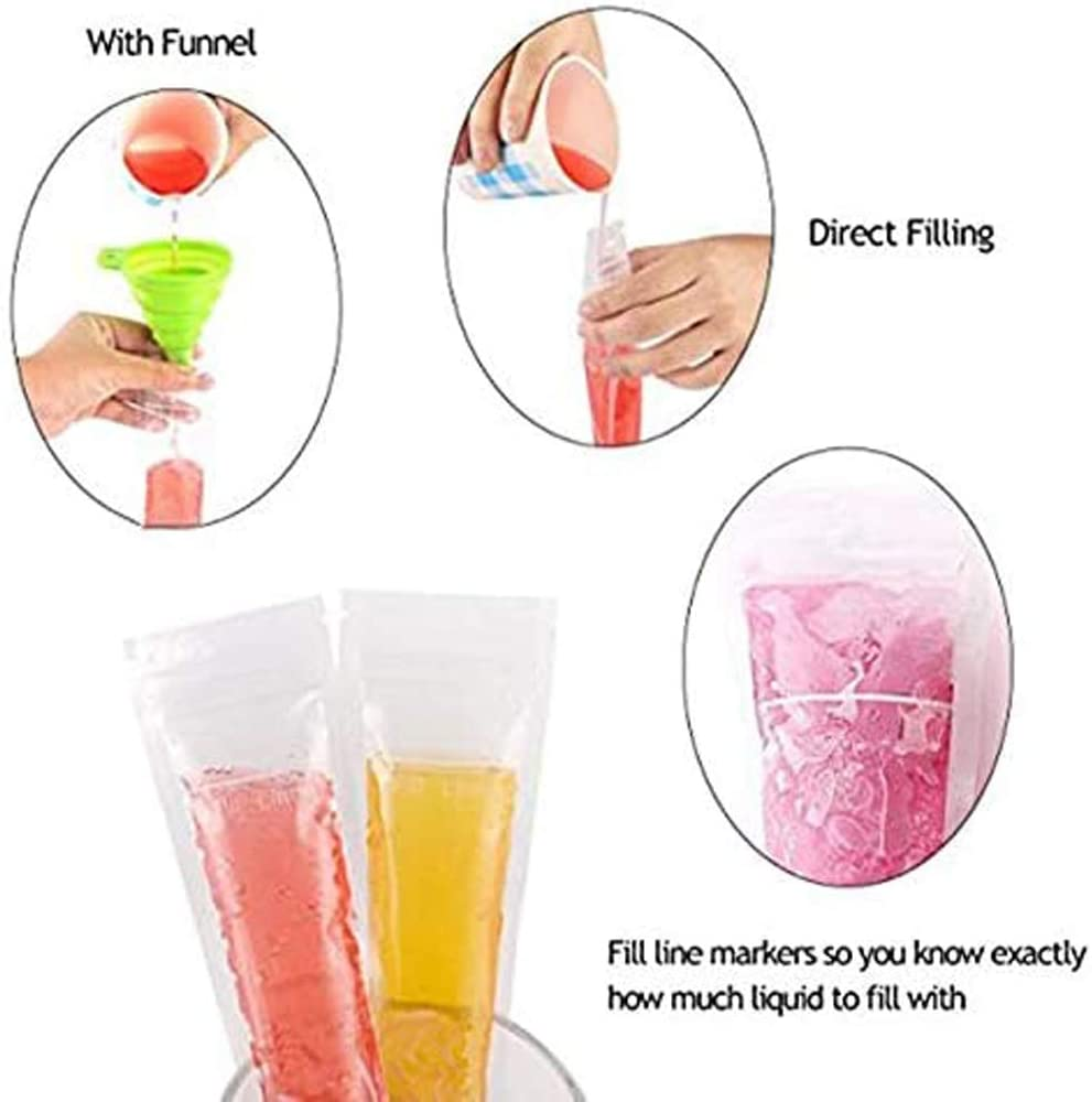 100 PCS Pop Mold Bags Popsicle Pouches BPA Free Ice Pop Pouch with a Funnel for Yogurt, Ice Candy, Ice Cream Party Favors image number 2