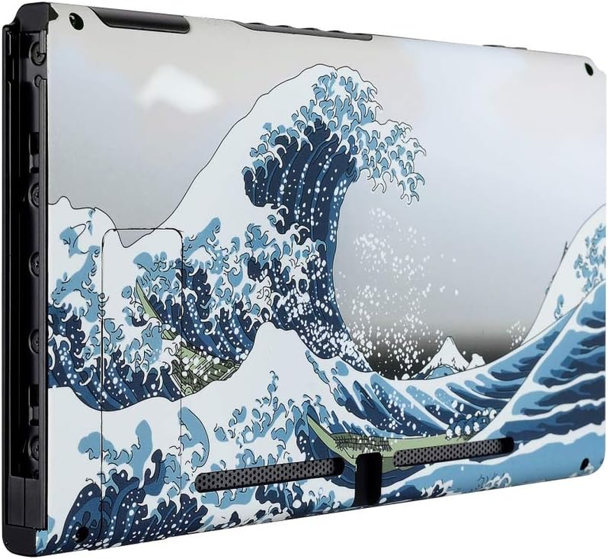 Extremerate Soft Touch Grip the Great Wave Console Back Plate DIY Replacement Housing Shell Case for Nintendo Switch Console with Kickstand - Joycon Shell NOT Included image number 6