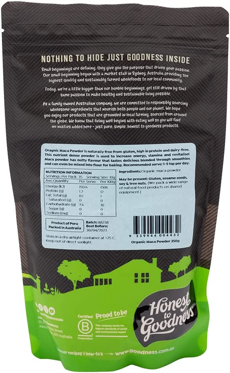Honest to Goodness Organic Maca Powder Raw, 350G