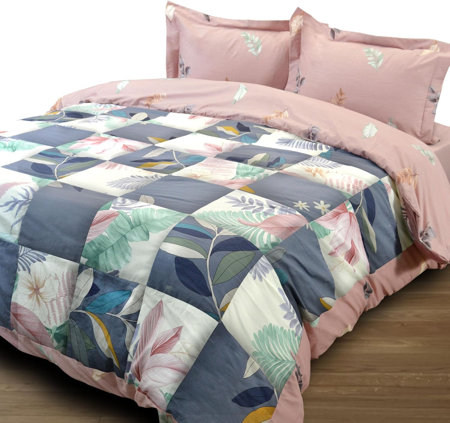 Essina King Quilt Cover Set 3Pc Patchwork Collection,100% Cotton 620 Thread Count, Patchwork Duvet Cover, Maridian