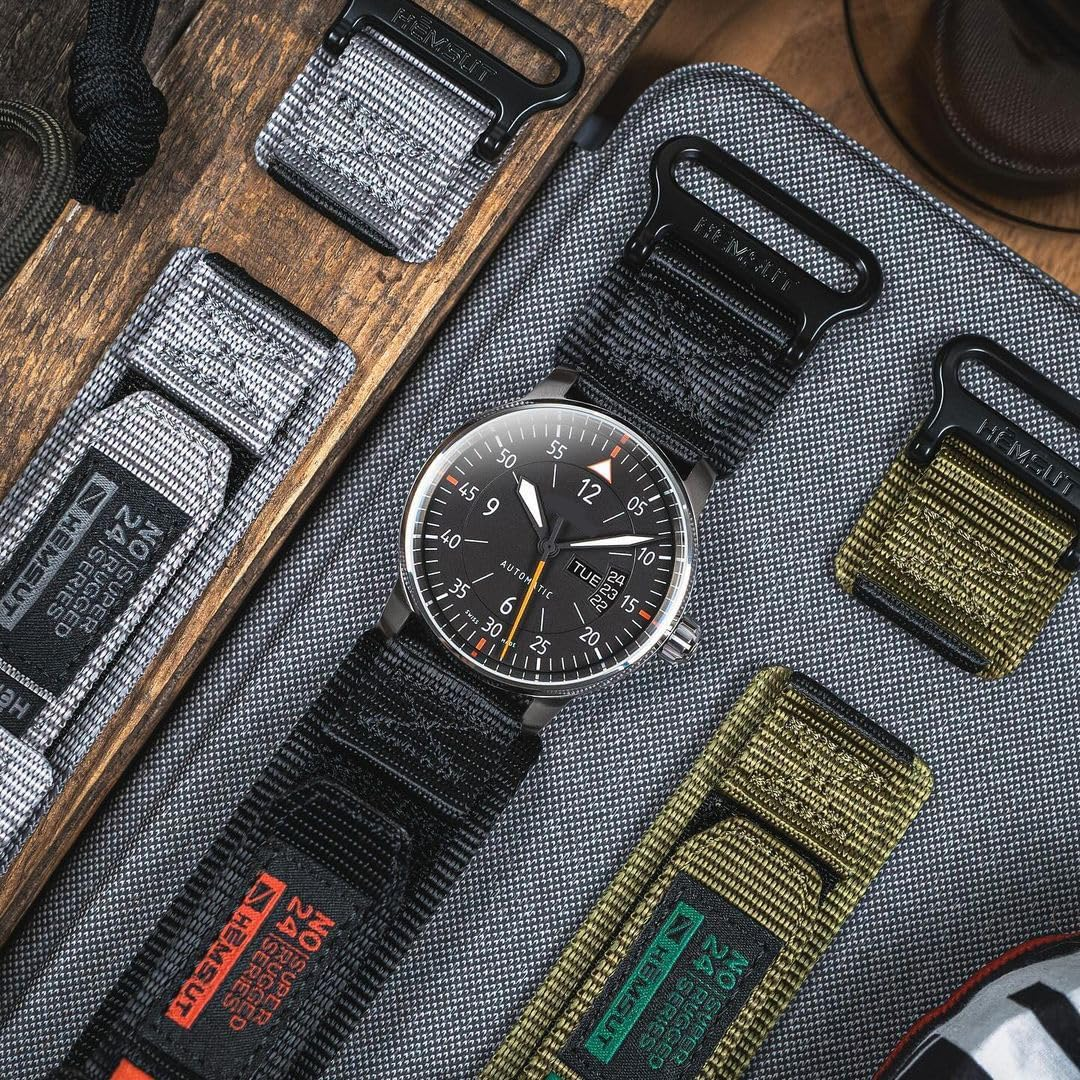 HEMSUT Wide Nylon Hook & Loop Watch Band with Metal Buckle, Quick Release 20Mm/22Mm for Outdoor Sports Smartwatches image number 6