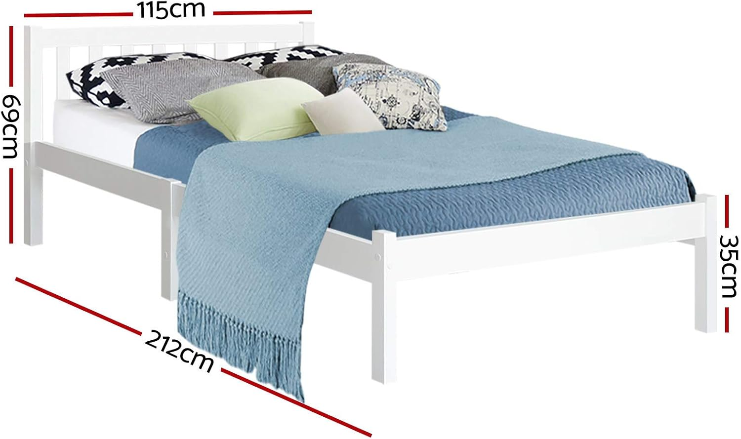 Artiss King Single Bed Frame Platform Wooden Timber Frames Beds Base Bedroom Room Decor Home Furniture White for Kids, Toddler and Adult, Modern Design