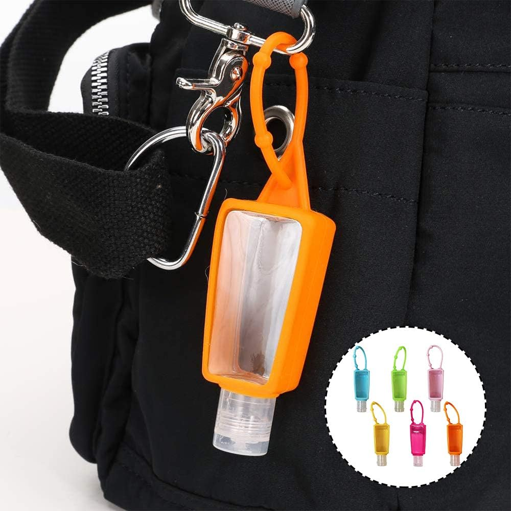 6 Pieces 30Ml Travel Bottles and 1 Funnel, Refillable Bottles Travel Containers, Transparent Plastic Sealed Leakproof Cosmetic Bottle with Silicone Case for Cosmetic, Lotion, Shampoo Lotion, Transparent, 30Ml