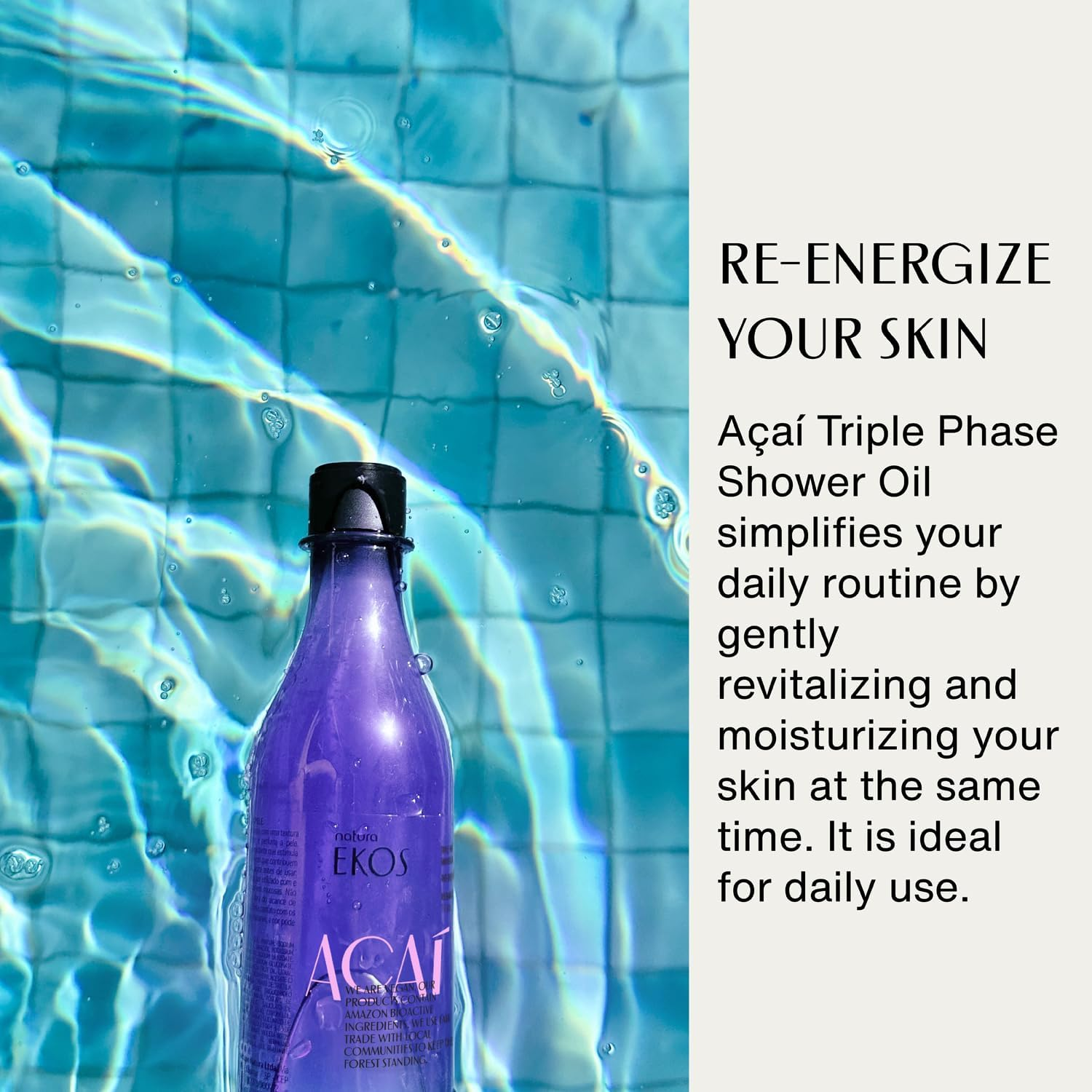 Natura - Ekos A&ccedil;a&iacute; Triple Phase Shower Oil - Revitalizing In-Shower or Bath Body Oil - Anti-Dullness - Scented - Bath Oil - Skin Moisturizer - Vegan Skin Care - Brazilian Beauty - 6.7 Fl Oz (200Ml) image number 5