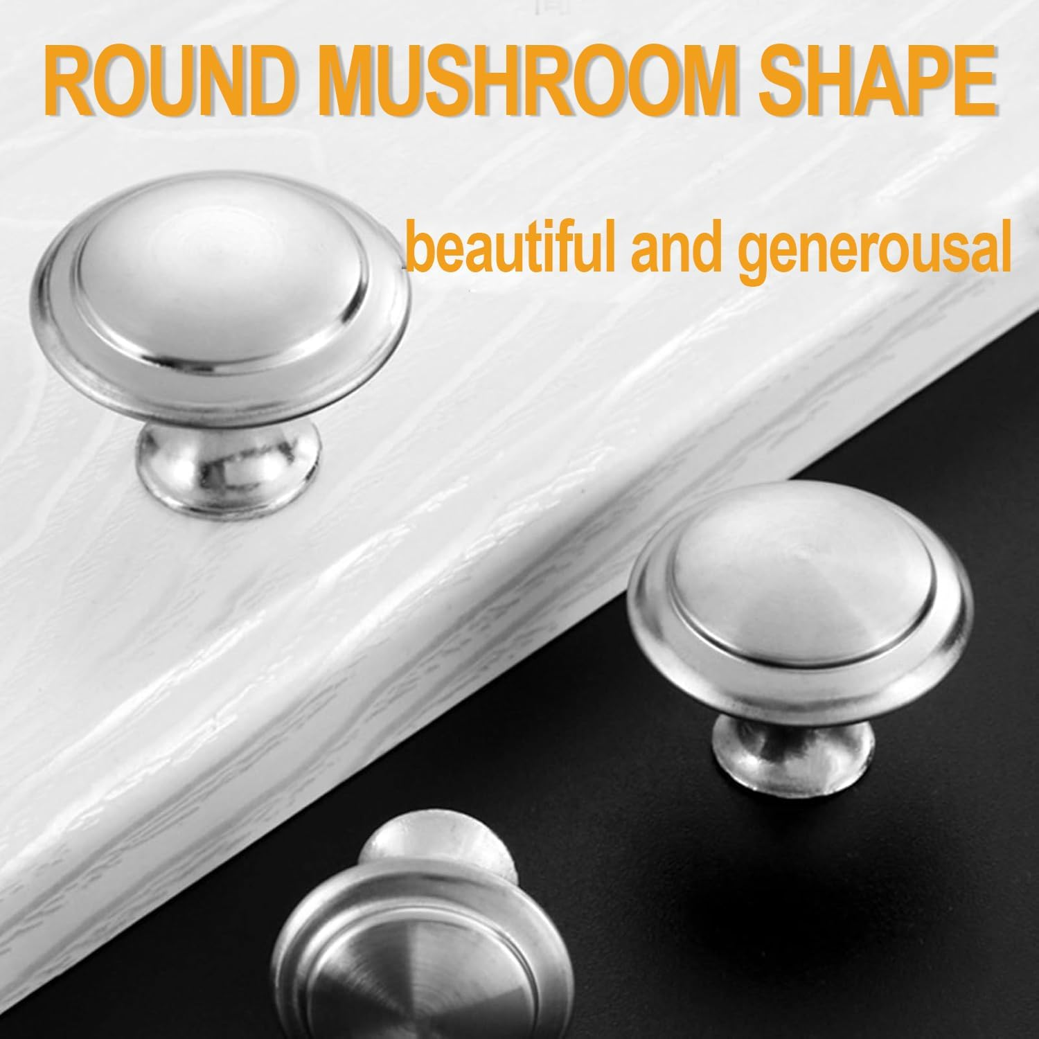 IONPSHG Cabinet Door Knobs, Stainless Steel Brushed Pull Handle,20Pcs round Mushroom Shape 30Mm with Screws for Kitchen Bathroom Bedroom, Silver Door Hardware image number 1