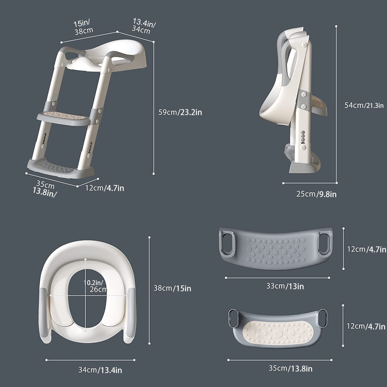 FAYDUDU Potty Training Seat with Step Stool Ladder,Toddler Potty Training Toilet for Kids Boys Girls-Comfortable Safe Potty Seat with Anti-Slip Pads (Grey) image number 1