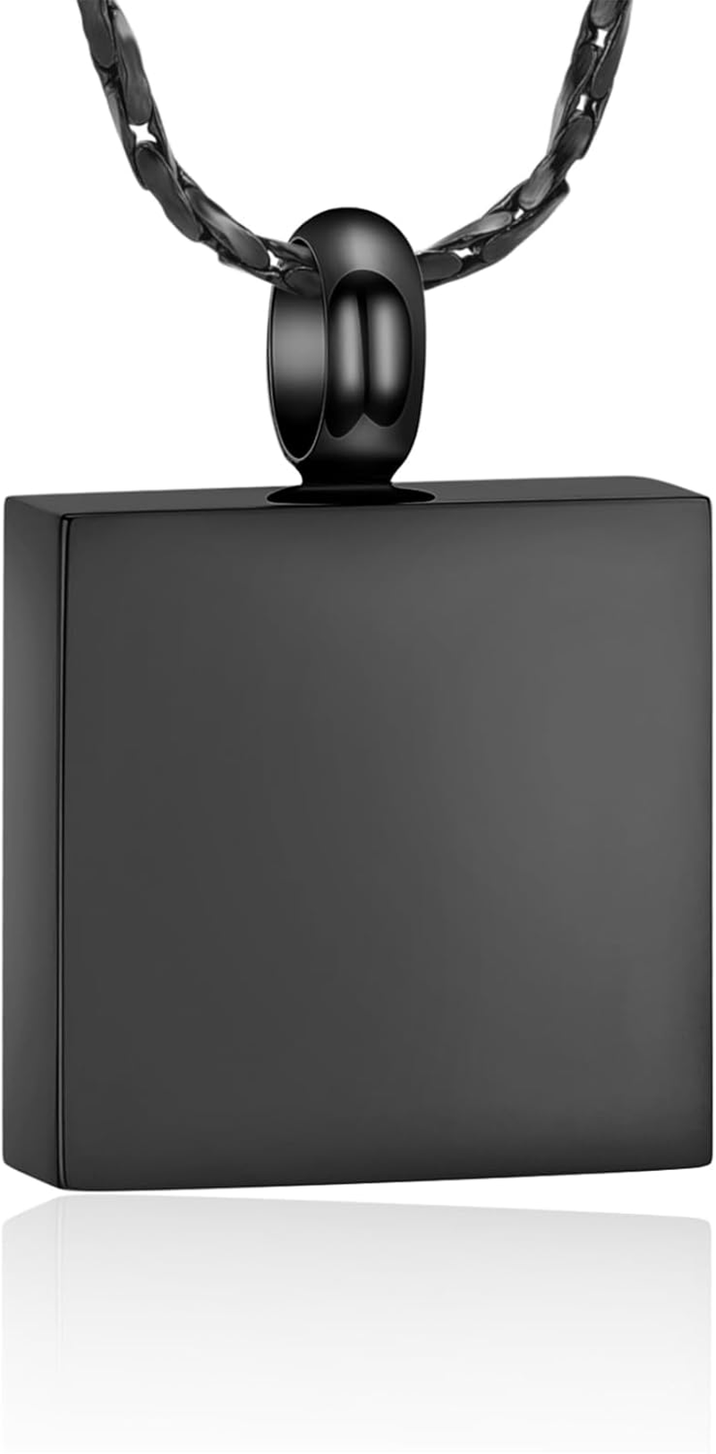 QGJNSGC Cremation Urn Necklace for Ashes Small Rectangle Square Memorial Ash Pendant Keepsake Jewellery Dog Tag Ash Locket for Women Men