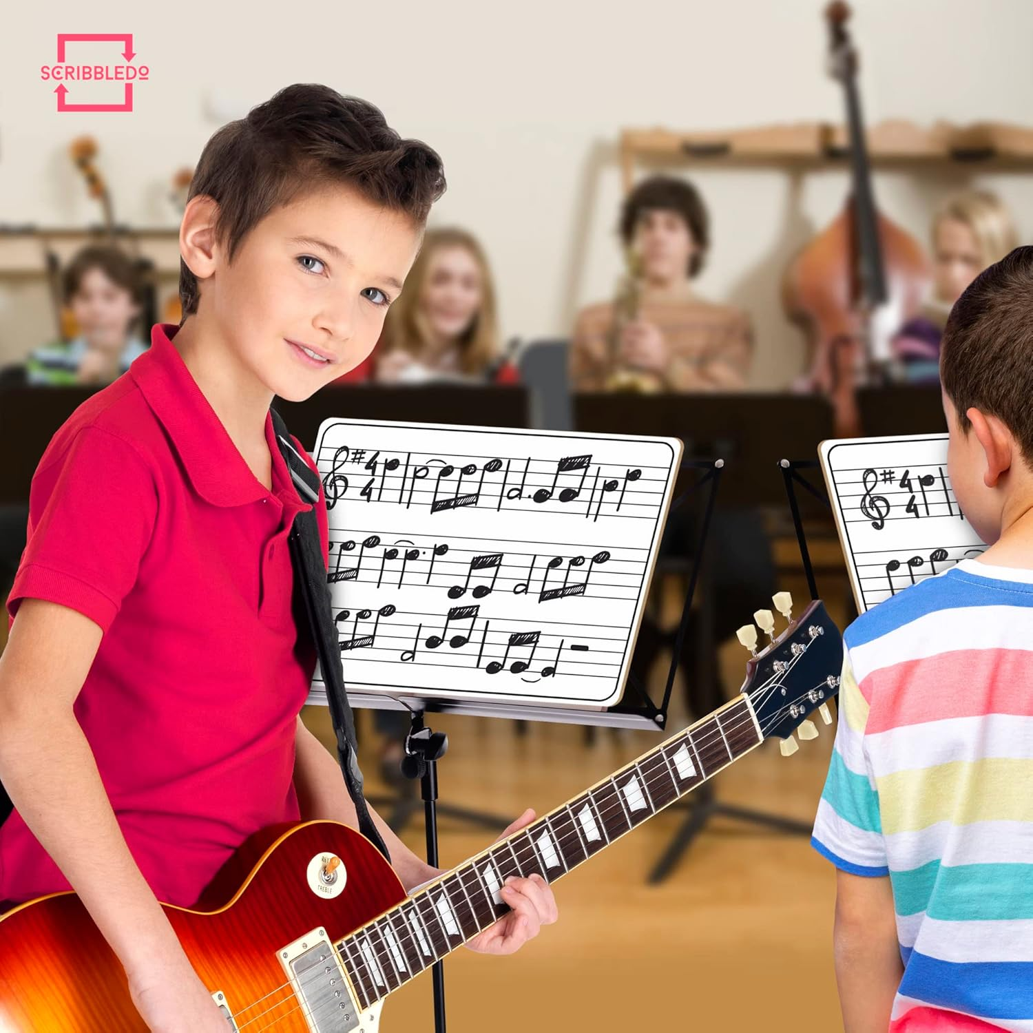 10 Pack Dry Erase Staff Music Lap White Boards 9"X12" L Write Musical Notes and More (Double Sided Mini Whiteboards) Erasers Included image number 4