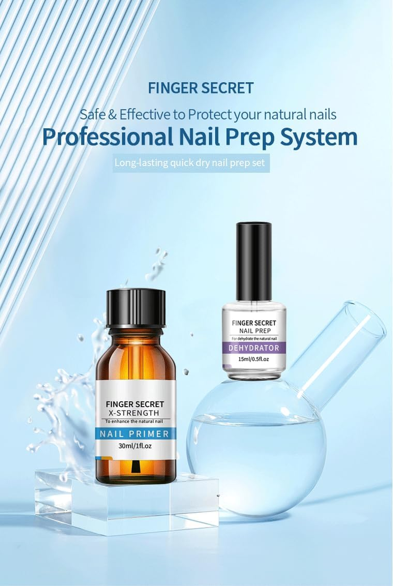 Nail Primer and Dehydrator-Professional Nail Prep Dehydrator and X-Strength Primer Set, Non-Acid Air Dry Nail Prep Kit, No Burn Fast Air Dry, for Natural Nail & UV Gels. - Nail Prepnail Primer image number 5
