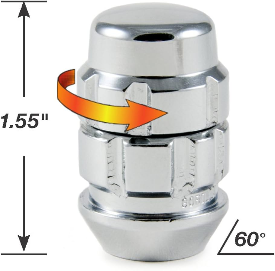 Gorilla Automotive (71631X) 12Mm X 1.50 Thread Size Acorn Chrome X2 Wheel Lock, (Pack of 4)