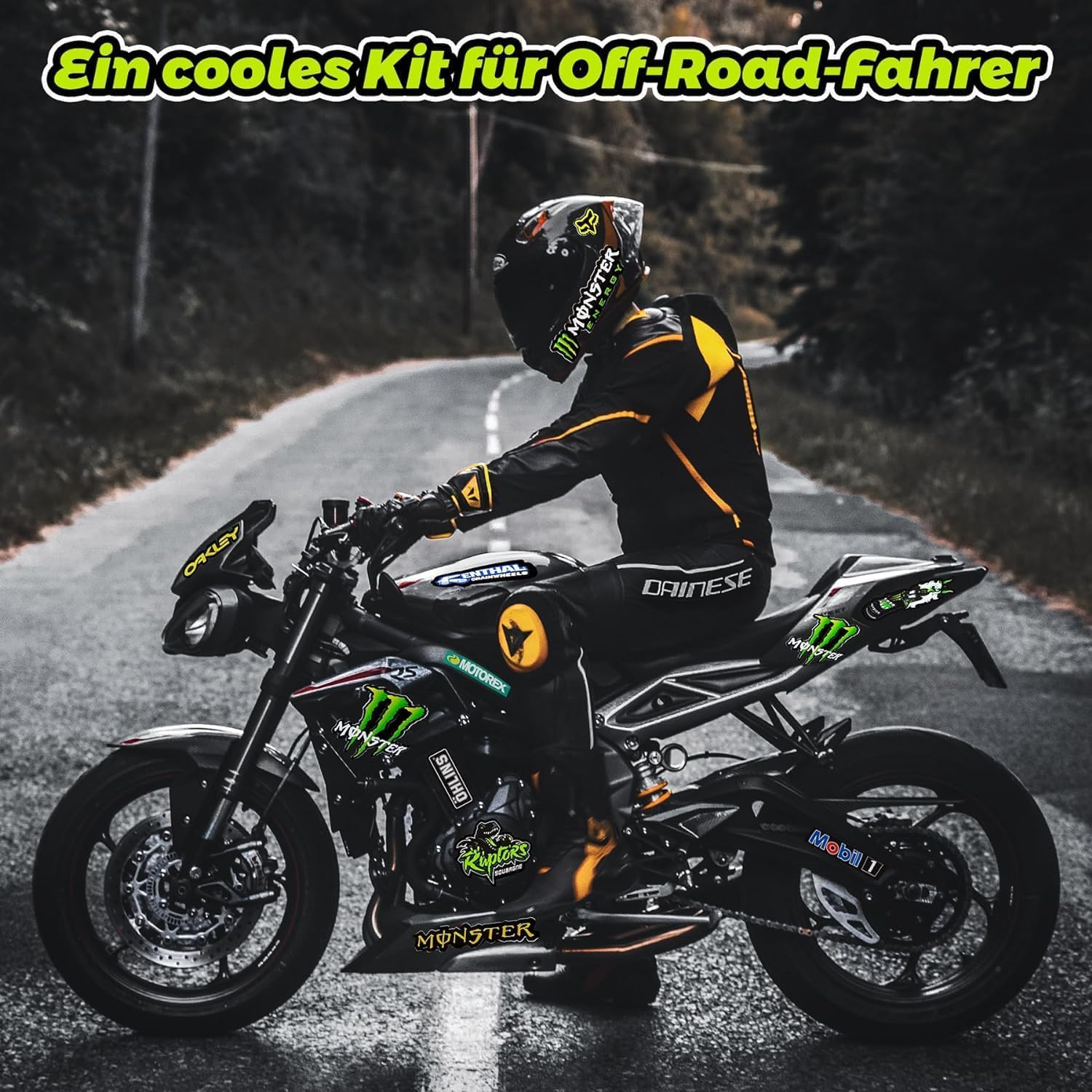 4-Piece Monster Energy Sticker Motorcycle Cool Motorcycle Helmet Sticker - Stickers for Motorcycles, Skateboards, Cars and Off-Road Bikes