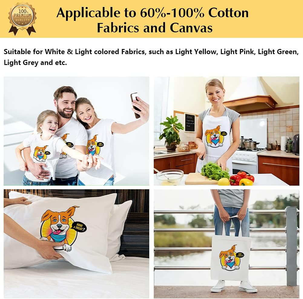 Transourdream Iron on Heat Transfer Paper for Light T Shirts (10 Sheets A4, Light 3.0) Printable HTV Heat Transfer Vinyl for Inkjet & Laserjet Printer Iron on Transfers for T Shirts (TRANS-L3-10)