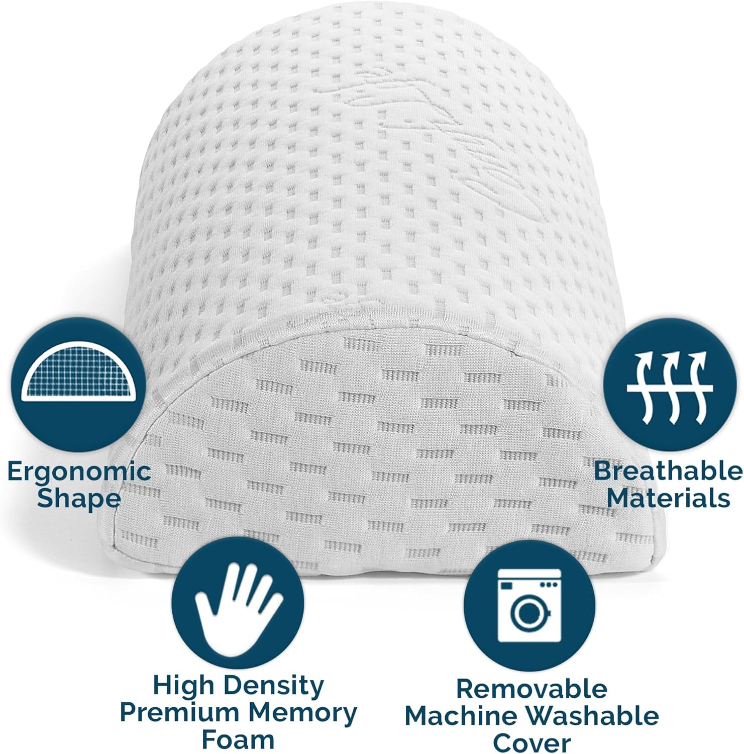 Comfilife Orthopedic Knee Pillow and Leg Pillow for Sleeping - 100% Memory Foam Leg Pillows for Back Pain, Sleeping Pain, Hip Pain Relief for Side Sleepers - Half Moon Pillow image number 5